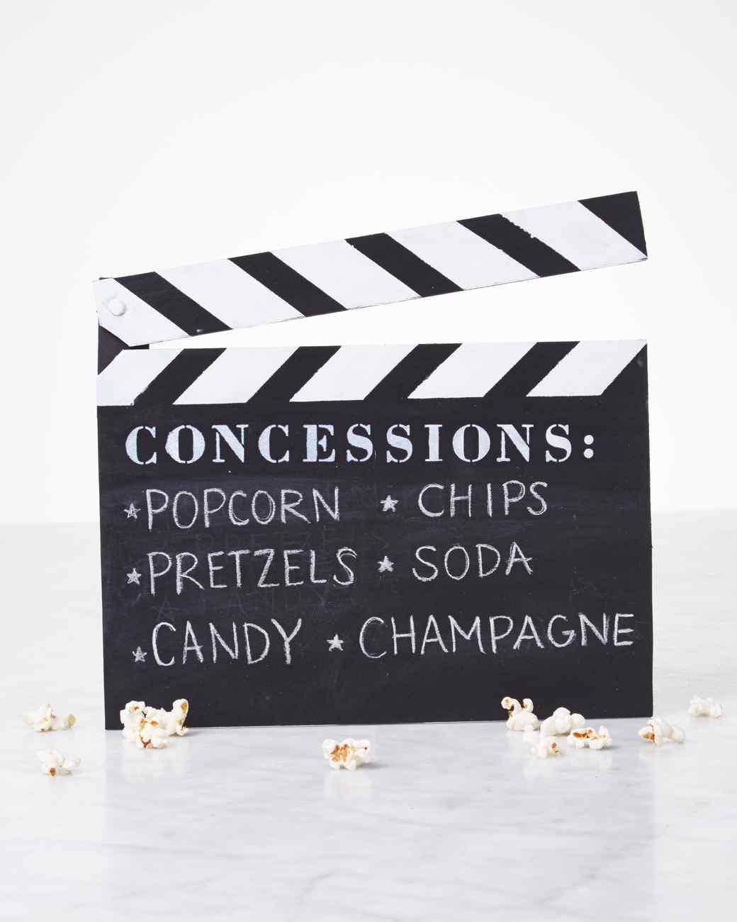 clapboard menu for movie night martha stewart