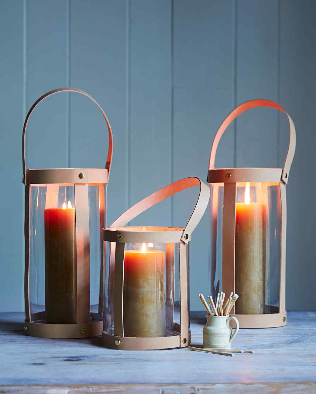 LeatherTrimmed Lanterns Martha Stewart