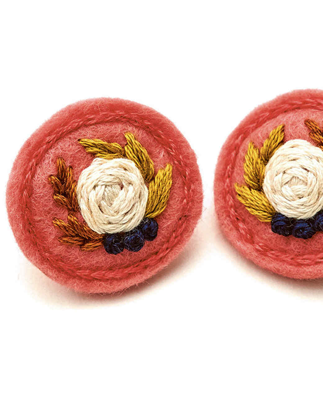 Floral Embroidered Felt Pins Martha Stewart