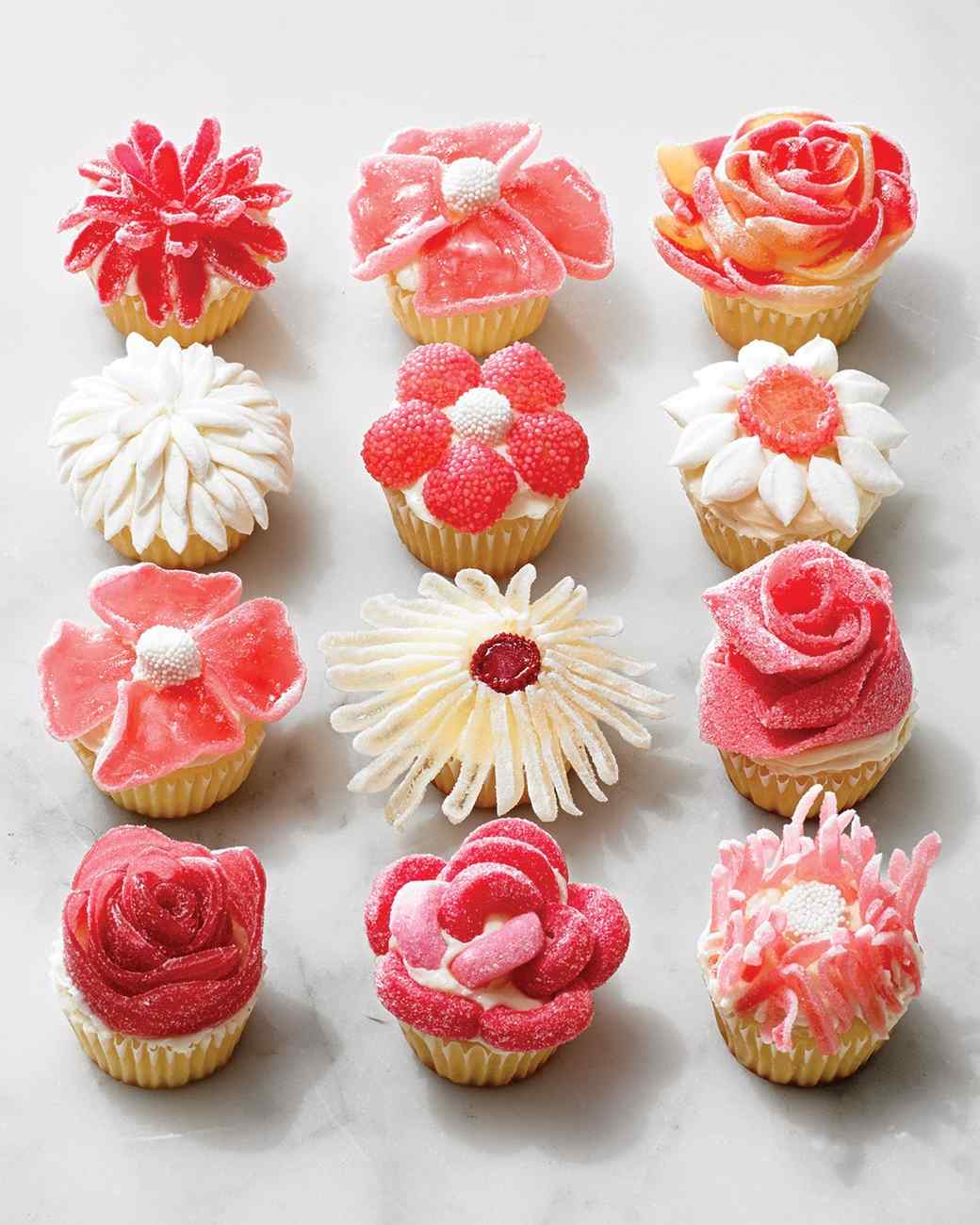 Candy Flower Cupcakes -- No Piping Required Martha Stewart