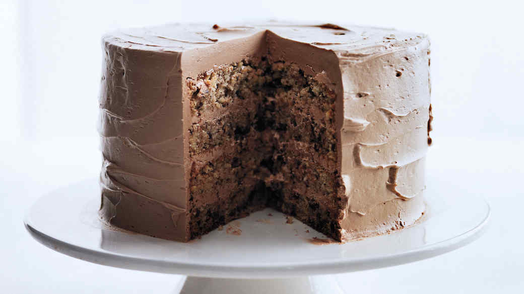 chocolate flecked layer cake