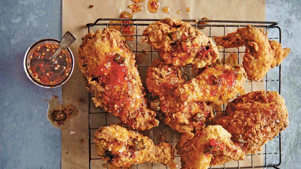 Spicy Buttermilk Fried Chicken With Pepper Jelly Drizzle