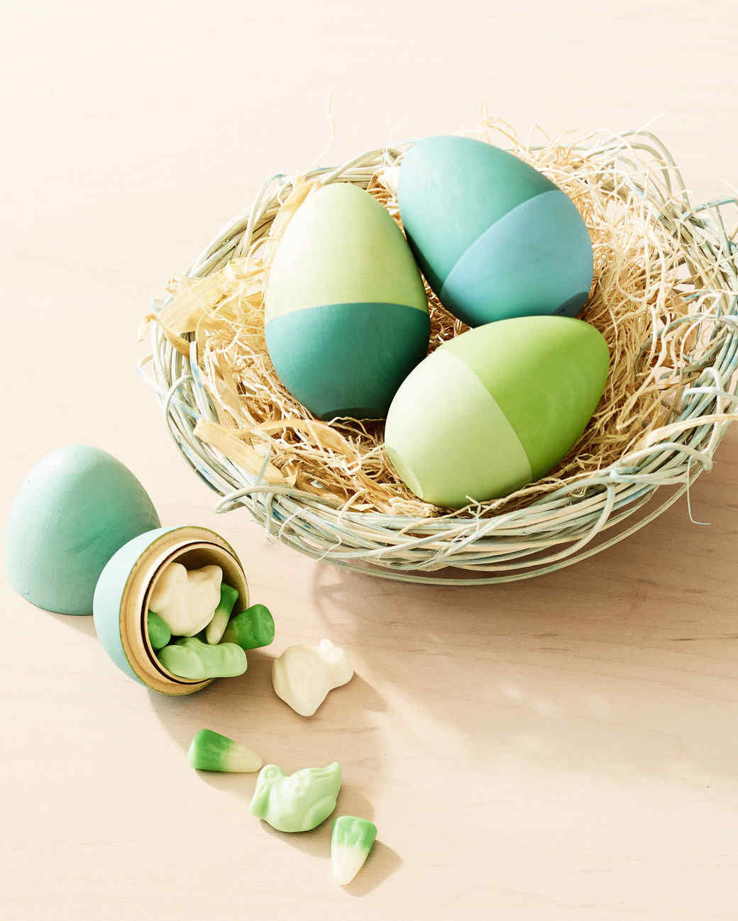 Color Block Painted Wooden Easter Eggs Martha Stewart Green Wooden Easter Eggs