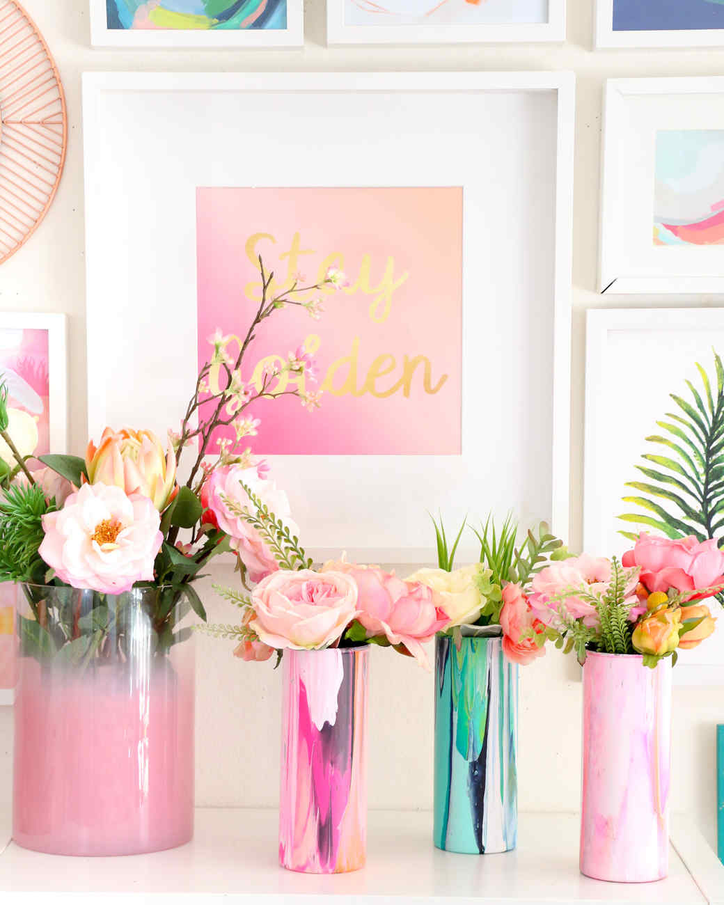 marbleized glass flower vase