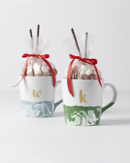 marbleized monogram gift mugs