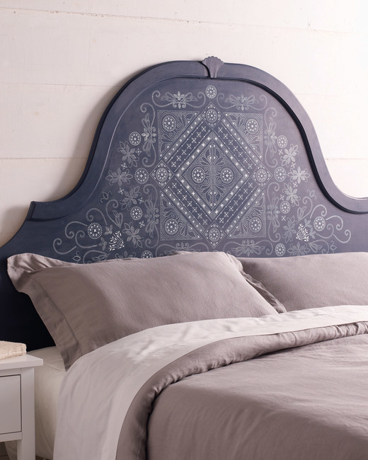 Batik Pattern Stenciled Headboard | Martha Stewart