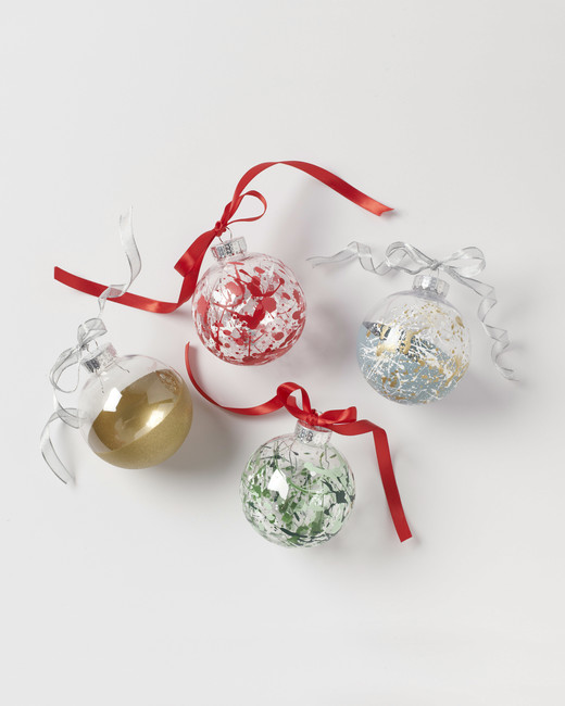 Splatter-Paint Ball Ornaments Martha Stewart holiday project splatter ornaments - Splatter-Paint Ball Ornaments Martha Stewart