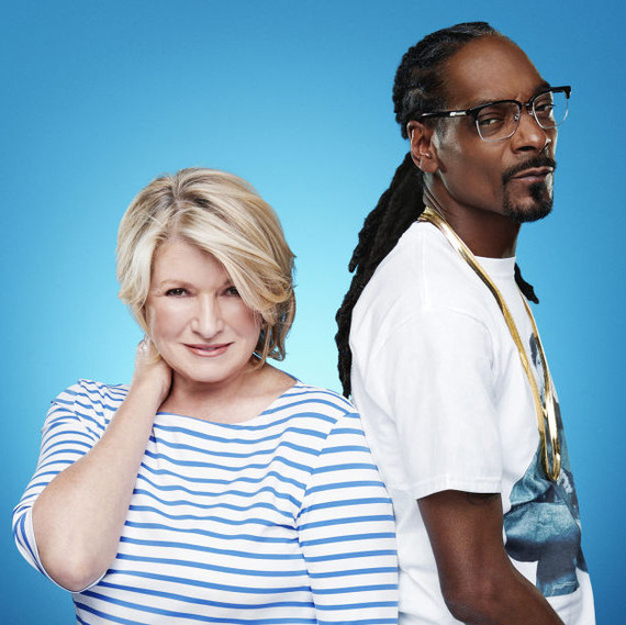 Martha and Snoop in a promotional shot for their new cooking show Martha and Snoop in a promotional shot for their new cooking show