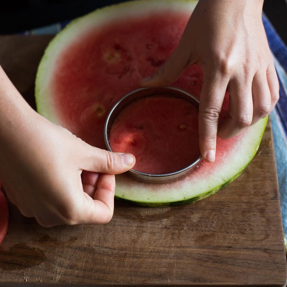 Cut watermelon in small circles
