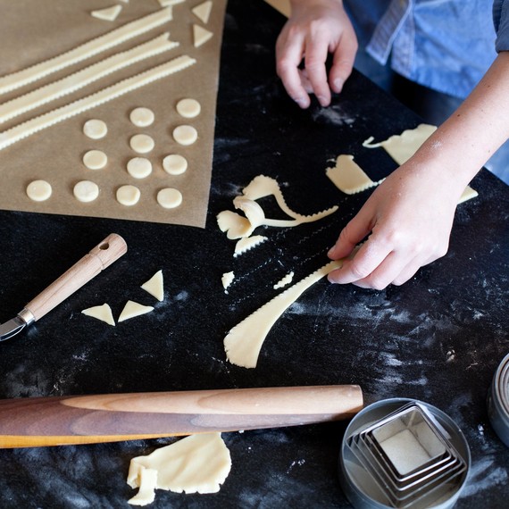 Cut out dough shapes for top crust decoration