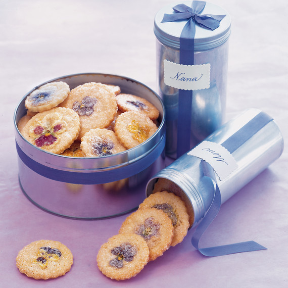pansy cookies with tins pansy cookies with tins