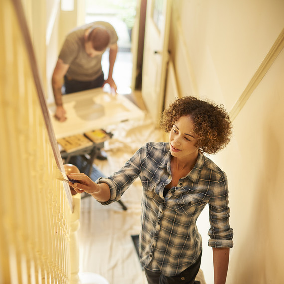 A couple renovate and paint their home.