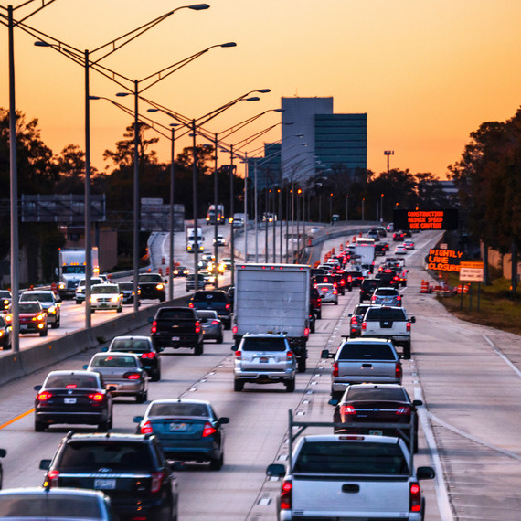 Cars Lined in Traffic in Summer Cars Lined in Traffic in Summer
