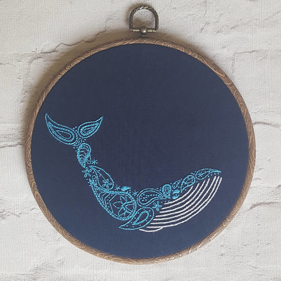 Whale paisley embroidery Whale paisley embroidery