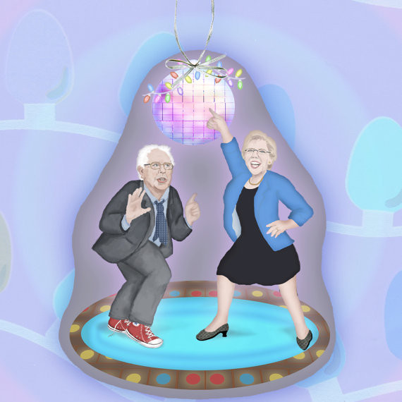 elizabeth warren bernie sanders ornament