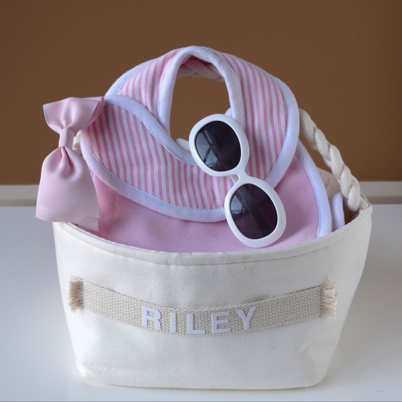 Pink Seersucker Bib