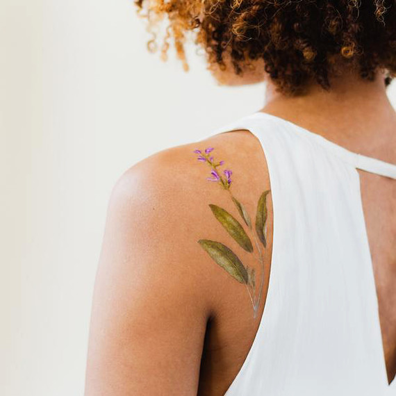 scented herb back tattoo scented herb back tattoo