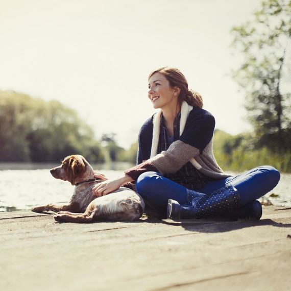 woman and dog woman and dog