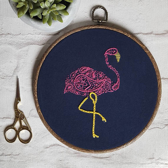 Flamingo paisley embroidery Flamingo paisley embroidery
