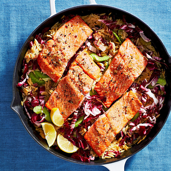 salmon creamy orzo