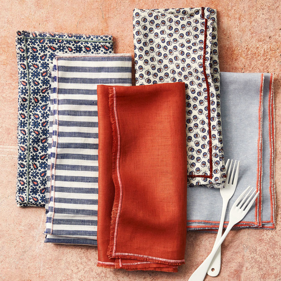 edged cloth napkins orange blue stripes folded edged cloth napkins orange blue stripes folded