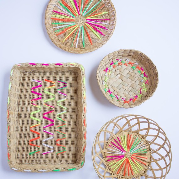 Yarn Embroidered Baskets