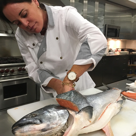 Laura filleting salmon Laura filleting salmon
