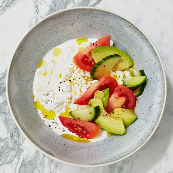 cottage-cheese bowl with avocado, tomato, and cucumber cottage-cheese bowl with avocado, tomato, and cucumber
