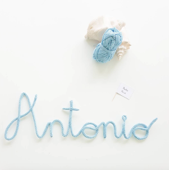knit letters "Antonio" knit letters "Antonio"