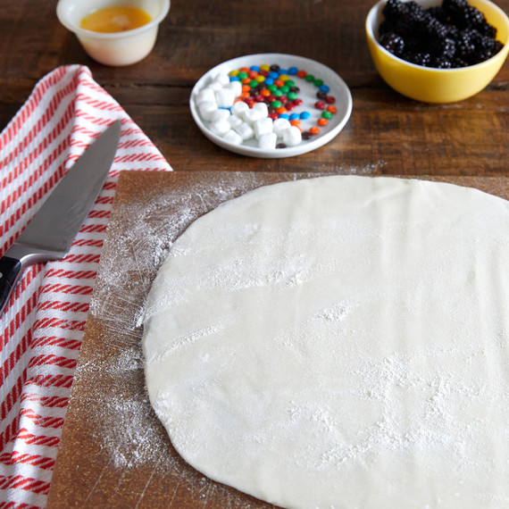 mummy hand pie dough rolled out on cutting board mummy hand pie dough rolled out on cutting board