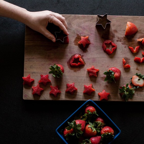 Cut the strawberries with a small star cookie cutter