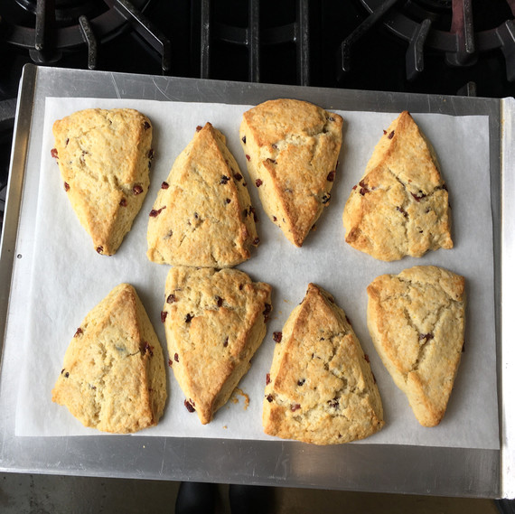 scones on baking sheet atop stove scones on baking sheet atop stove