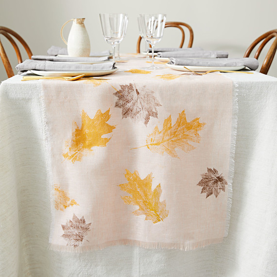 leaf-print table runner leaf-print table runner