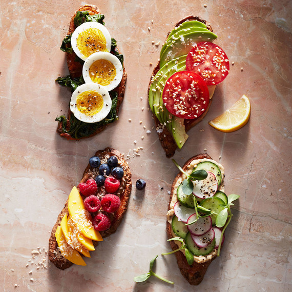 sweet potato toasts topped with fruits and vegetables sweet potato toasts topped with fruits and vegetables