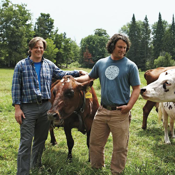 Andy and Mateo Kehler in fields with dairy cows Andy and Mateo Kehler in fields with dairy cows