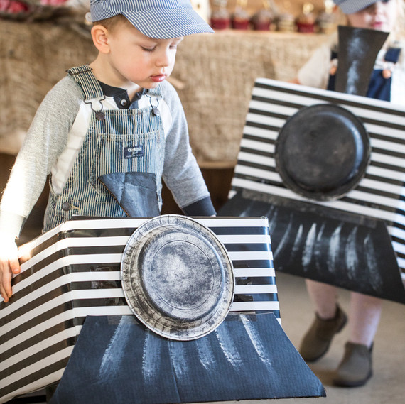 rustic train birthday party cardboard train wearable