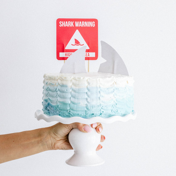 Shark Week ombre "ocean" frosted cake Shark Week ombre "ocean" frosted cake