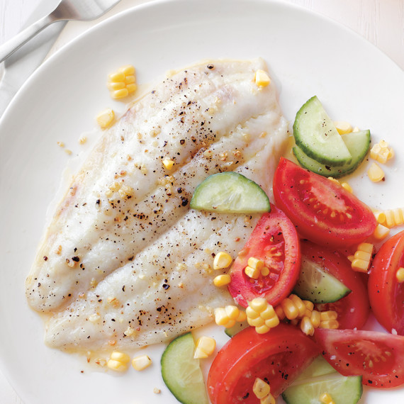 broiled fish with summer salad broiled fish with summer salad
