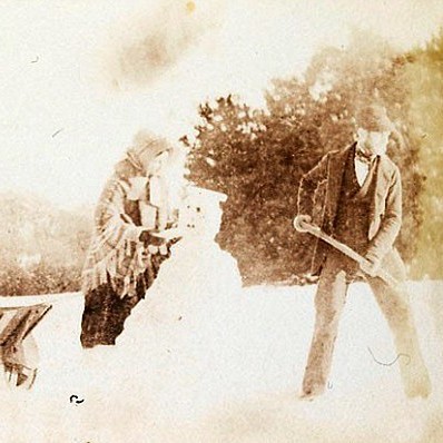 National Library of Wales snowman photo National Library of Wales snowman photo