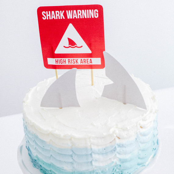 Shark Week ombre "ocean" frosted cake Shark Week ombre "ocean" frosted cake