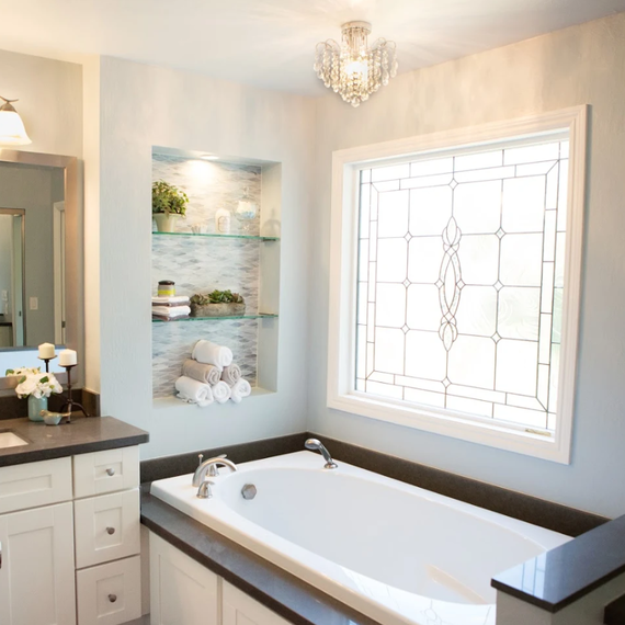 bathroom makeover with large custom window over bathtub bathroom makeover with large custom window over bathtub