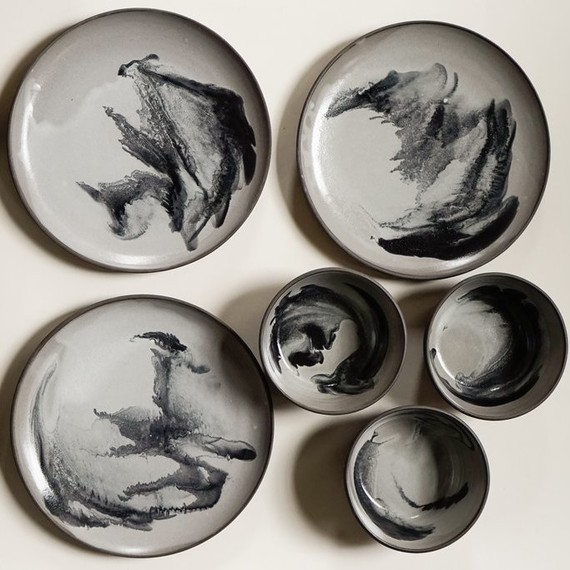 marbled black and gray ceramic dishes marbled black and gray ceramic dishes