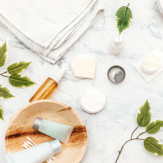 Clean Skincare Guide, Beauty Products on Marble Counter Clean Skincare Guide, Beauty Products on Marble Counter