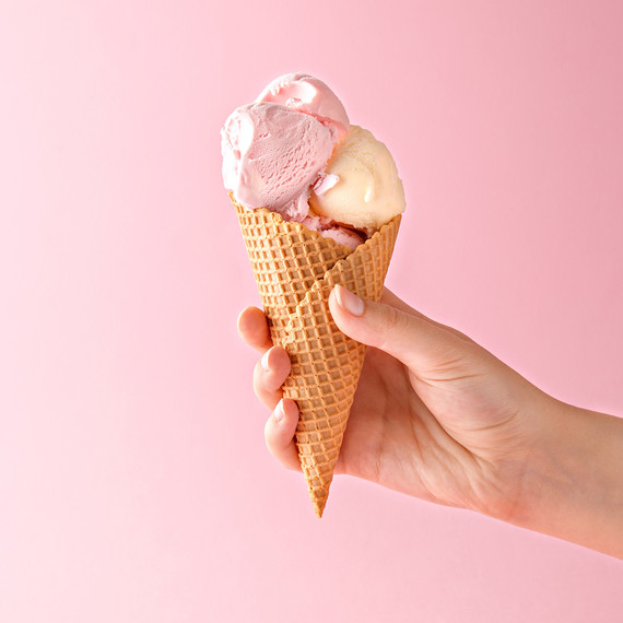 Vanilla and Strawberry Ice Cream in a Cone Vanilla and Strawberry Ice Cream in a Cone