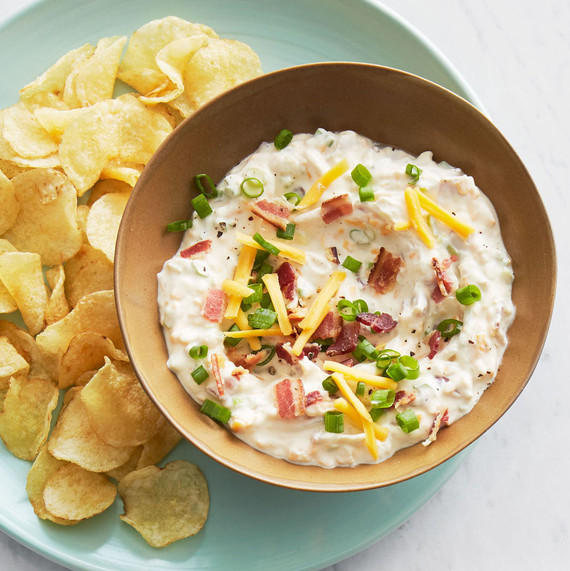 game day appetizer loaded potato dip with chips game day appetizer loaded potato dip with chips
