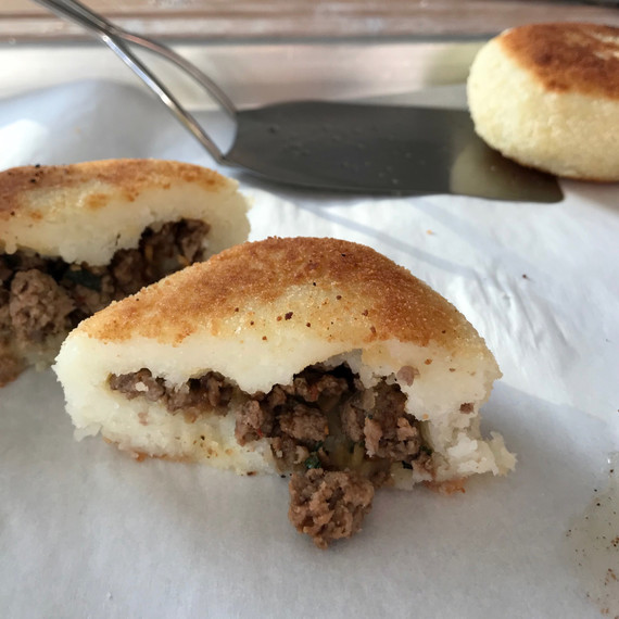 sliced potato cake filled with lamb sliced potato cake filled with lamb