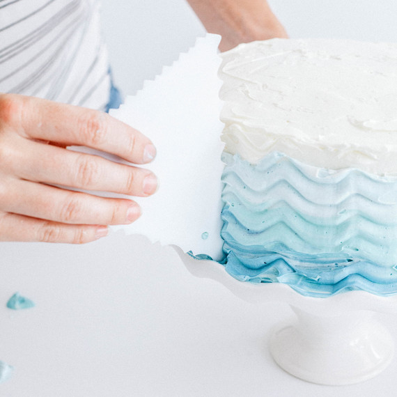 Shark Week ombre "ocean" frosted cake Shark Week ombre "ocean" frosted cake