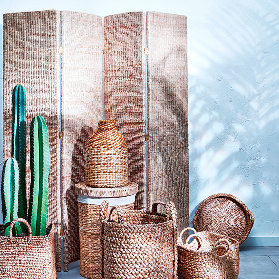 water hyacinth baskets and screen