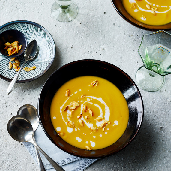 vegan butternut squash soup topped with seeds vegan butternut squash soup topped with seeds