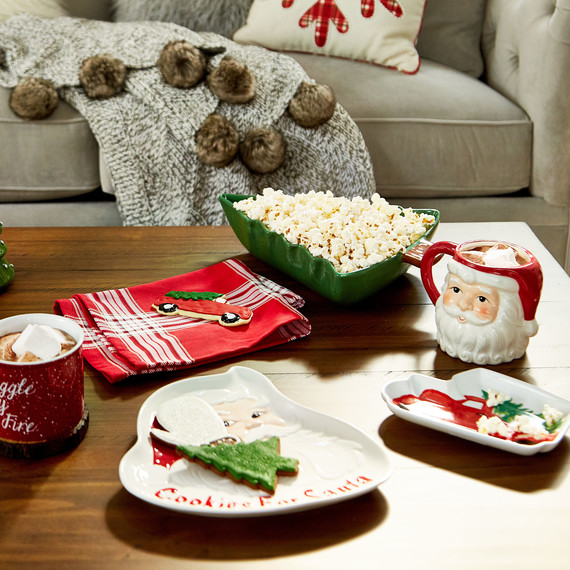 Macy's figural serving platters on coffee table Macy's figural serving platters on coffee table